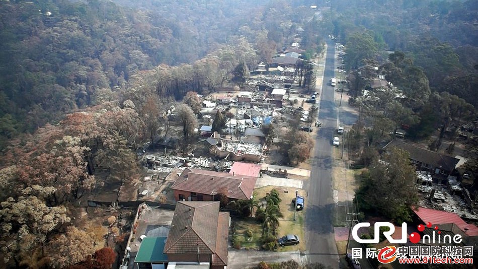 澳大利亚森林火灾无人机航拍图像 房屋烧毁情